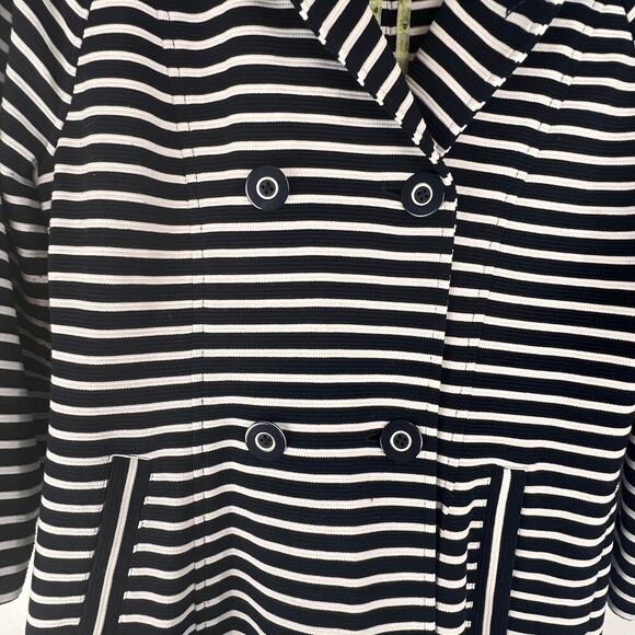 Cabi 5151 Small Navy Blue Striped Maritime Trench Jacket Coat EUC - Picture 6 of 9